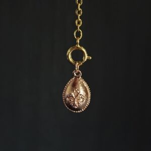 Joan Rivers Designer Fleur de lis Rose Gold-tone Egg Pendant Charm with Extender